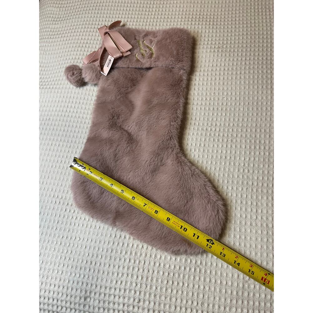NWT Victorias Secret Blush Pink Fuzzy Pom Pom Christmas Holiday Stocking - Picture 5 of 9